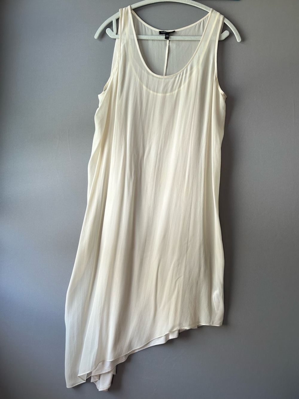 Eileen Fisher Cream Asymmetrical Sleeveless Dress